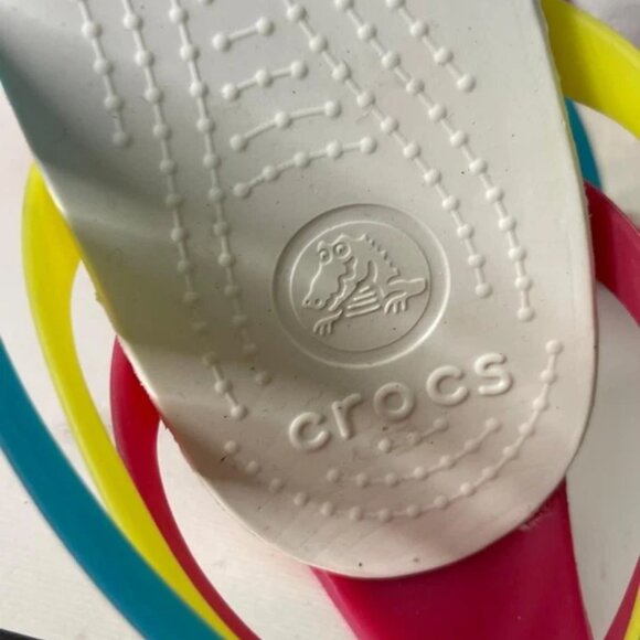 Crocs Isabella Huarache Flat Sandals Rainbow Multicolor Strappy Women's 11 US - Picture 7 of 9
